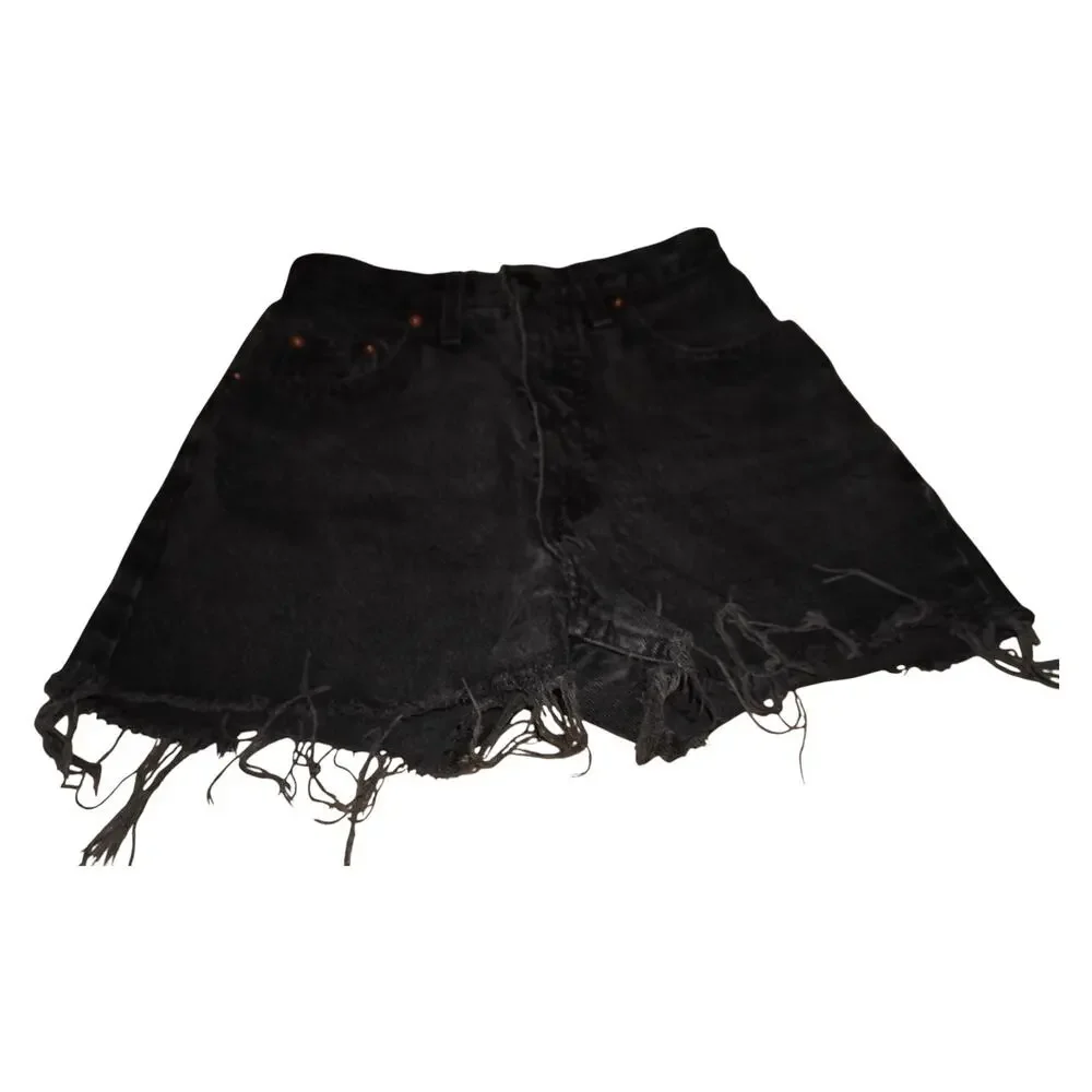 Vintage Levi's 851 Black Cutoff Shorts Made USA Orange Tab Frayed Raw Hem W28
